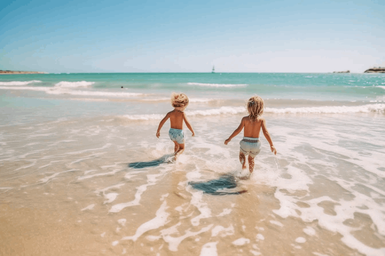 Kind am Strand von Rivedoux
